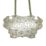 Victorian Sterling Silver Floral Madeira Decanter Label Antique 1847 Birmingham