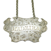 Victorian Sterling Silver Floral Madeira Decanter Label Antique 1847 Birmingham