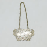Victorian Sterling Silver Floral Madeira Decanter Label Antique 1847 Birmingham