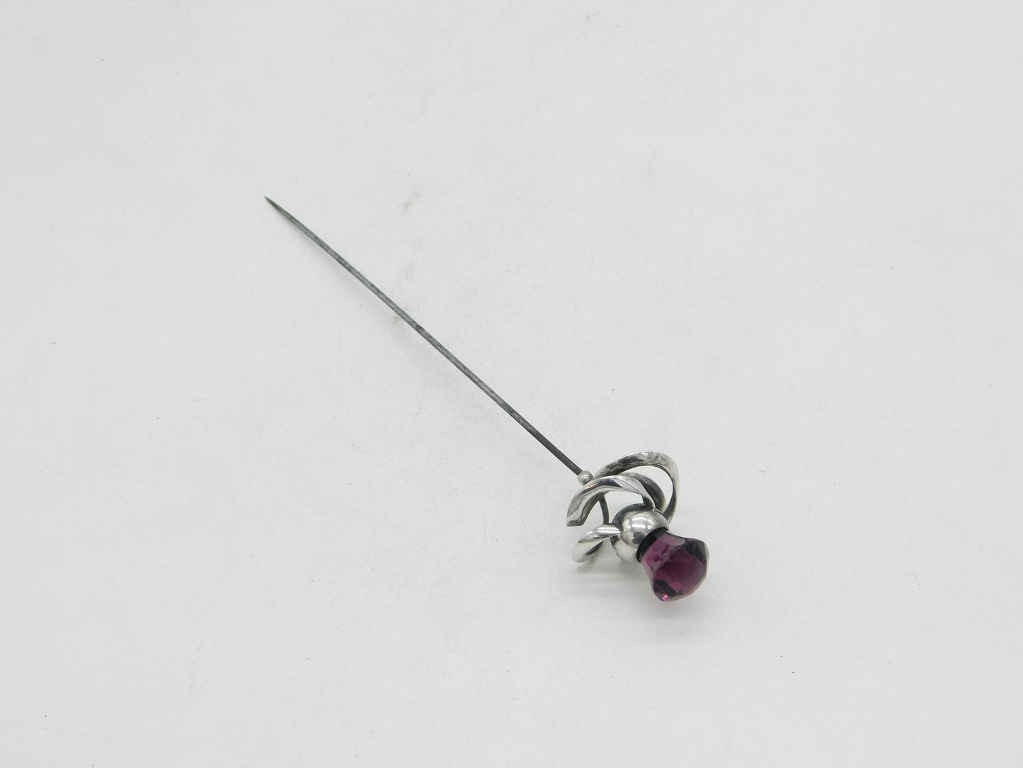 Charles Horner Sterling Silver Amethyst Paste Hat Pin Antique 1912 Chester
