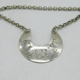 George II Sterling Silver Crescent Form Claret Decanter Label Antique c1755