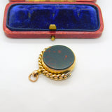 Victorian 15ct Yellow Gold, Bloodstone & Carnelian Spinner Fob 1889 Birmingham
