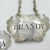 George II Set of Sterling Silver Escutcheon Decanter Labels Sandylands Drinkwater, London c1745