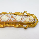 Victorian Large Rolled Gold Carved Floral Sweetheart Cameo Brooch Antique c1850