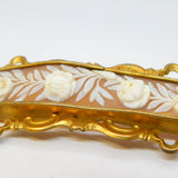 Victorian Large Rolled Gold Carved Floral Sweetheart Cameo Brooch Antique c1850
