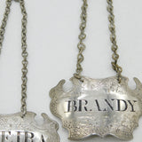 George II Set of Sterling Silver Escutcheon Decanter Labels Sandylands Drinkwater, London c1745