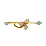Edwardian 9ct Yellow Gold White Opal Set Shamrock Sweetheart Brooch Antique
