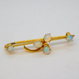 Edwardian 9ct Yellow Gold White Opal Set Shamrock Sweetheart Brooch Antique