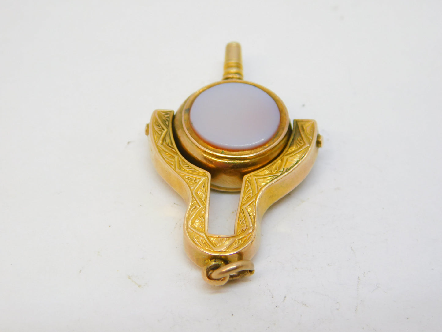 Victorian 14ct Gold, Bloodstone & Sardonyx Spinner Watch Key Fob Antique c1890