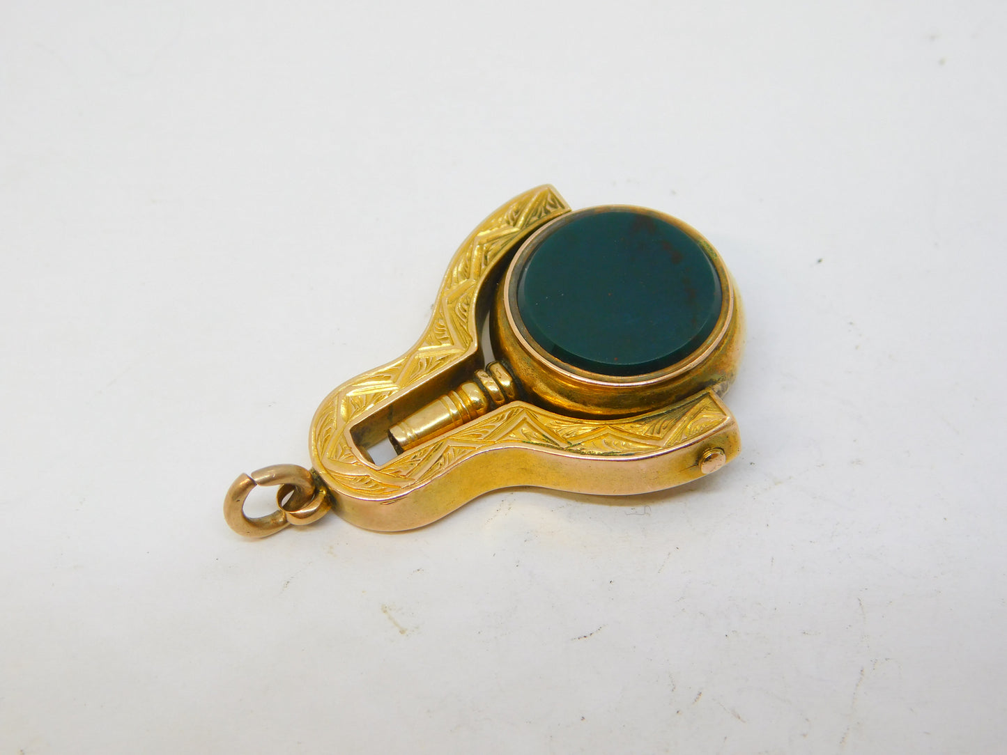 Victorian 14ct Gold, Bloodstone & Sardonyx Spinner Watch Key Fob Antique c1890