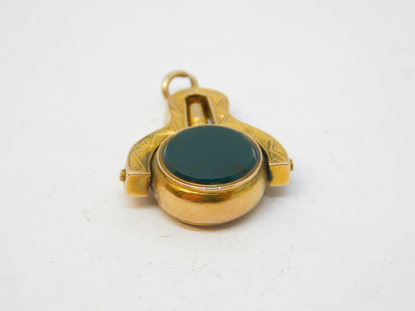 Victorian 14ct Gold, Bloodstone & Sardonyx Spinner Watch Key Fob Antique c1890