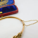 Victorian 9ct Yellow Gold, Emerald & Diamond Set Bangle Bracelet Antique c1880