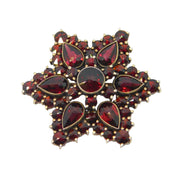 19th Century Austro-Hungarian Sterling Silver Gilt Garnet Set Floral Brooch c1860