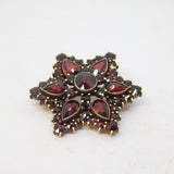 19th Century Austro-Hungarian Sterling Silver Gilt Garnet Set Floral Brooch c1860