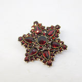 19th Century Austro-Hungarian Sterling Silver Gilt Garnet Set Floral Brooch c1860