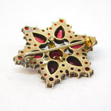 19th Century Austro-Hungarian Sterling Silver Gilt Garnet Set Floral Brooch c1860