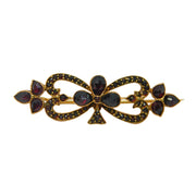 19th Century Austro-Hungarian 14ct Gold Garnet Set Floral Brooch Antique c1860