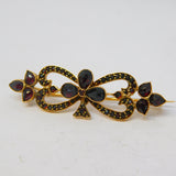 19th Century Austro-Hungarian 14ct Gold Garnet Set Floral Brooch Antique c1860