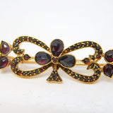19th Century Austro-Hungarian 14ct Gold Garnet Set Floral Brooch Antique c1860