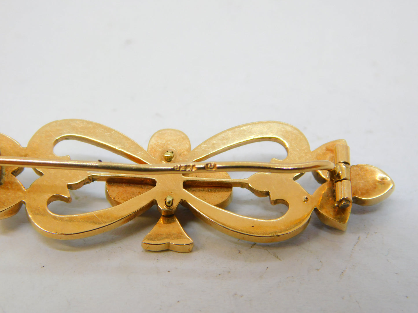 19th Century Austro-Hungarian 14ct Gold Garnet Set Floral Brooch Antique c1860