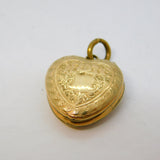 Victorian 9ct Yellow Gold Back & Front Heart Shaped Locket Pendant Antique c1880