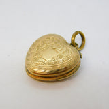 Victorian 9ct Yellow Gold Back & Front Heart Shaped Locket Pendant Antique c1880