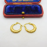Sleeper Hoop Earrings 18ct Yellow Gold Vintage c1980
