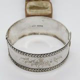Sterling Silver Thistle & Floral Pattern Cuff Bangle Bracelet Antique 1935 Deco