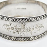 Sterling Silver Thistle & Floral Pattern Cuff Bangle Bracelet Antique 1935 Deco