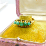 18ct Yellow Gold Five-Stone Turquoise Band Ring 1915 London Antique Art Deco