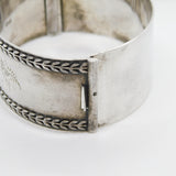 Sterling Silver Thistle & Floral Pattern Cuff Bangle Bracelet Antique 1935 Deco