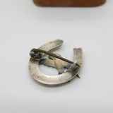 Sterling Silver Enamel Swallow & Horseshoe Sweetheart Brooch 1924 Antique