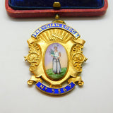 Sterling Silver Gilt & Enamel 'Phrygian Lodge' Masonic Fob Pendant Antique c1913