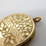 Victorian 9ct Yellow Gold Back & Front Floral Sweetheart Locket Antique c1880