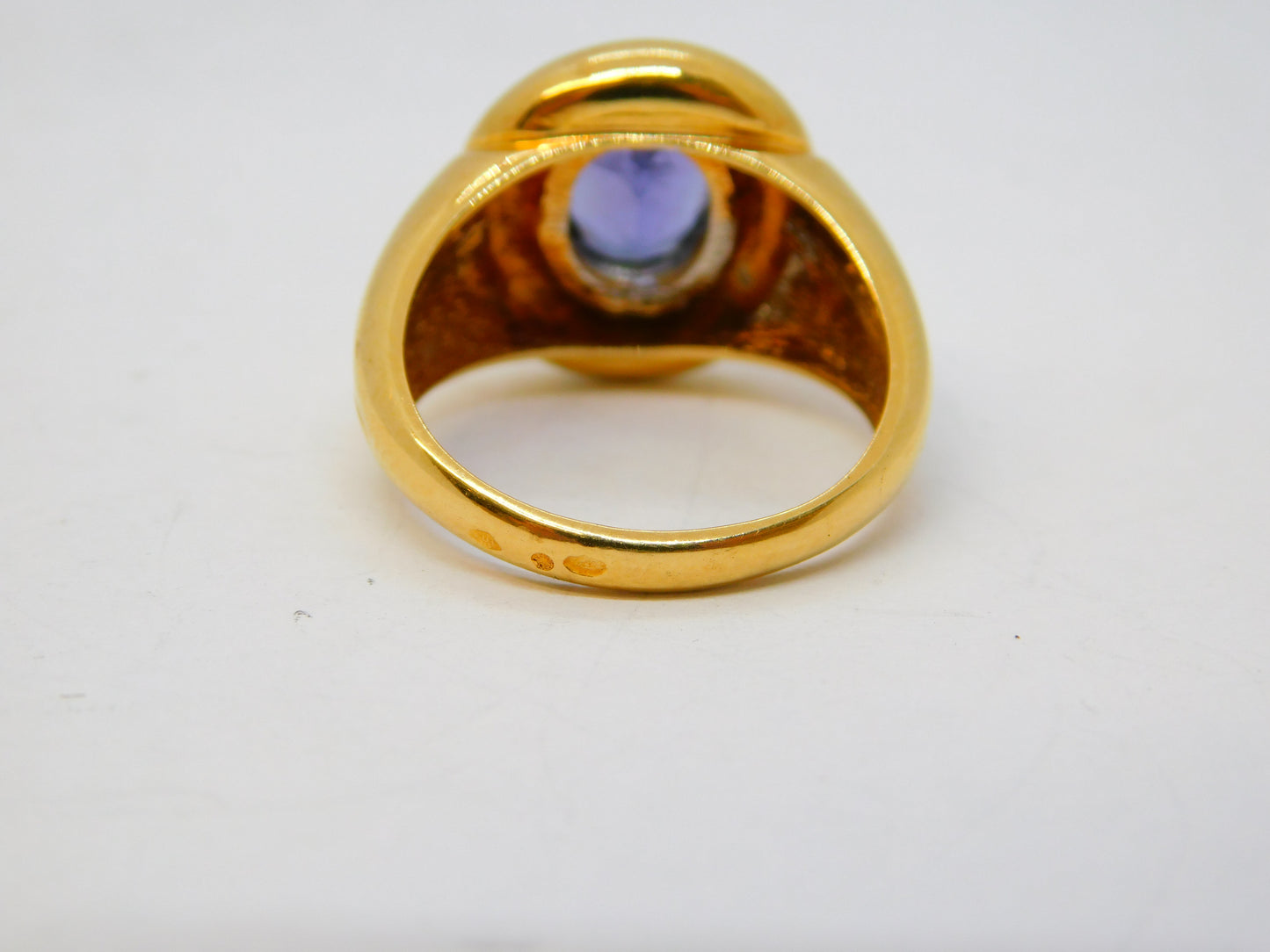 18ct Yellow Gold 2ct Tanzanite Set Dress Ring Vintage c1990 Size M UK