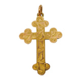 Edwardian 9ct Yellow Gold Leaf Pattern Cross Pendant Antique c1910