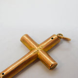 Edwardian 9ct Yellow Gold Feathered Pattern Cross Pendant Antique c1910