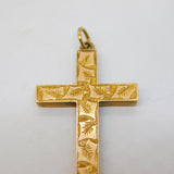 Edwardian 9ct Yellow Gold Ivy Leaf Pattern Cross Pendant Antique c1910