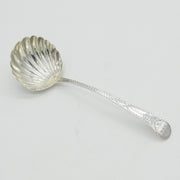 George III Sterling Silver Bright Cut Shell Bowl Ladle Spoon Antique 1784 London