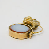 Victorian 15ct Gold, Bloodstone, Chalcedony Lion Form Spinner Fob Pendant c1890