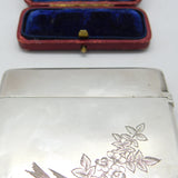 Victorian Aesthetic Movement Sterling Silver Card Case Squirrel & Bird 1882