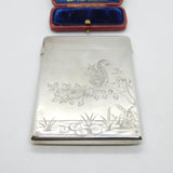 Victorian Aesthetic Movement Sterling Silver Card Case Squirrel & Bird 1882
