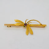 Edwardian 9ct Gold, Garnet & Peridot Dragonfly Suffragette Brooch Antique c1910