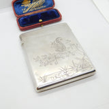 Victorian Aesthetic Movement Sterling Silver Card Case Squirrel & Bird 1882