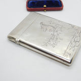Victorian Aesthetic Movement Sterling Silver Card Case Squirrel & Bird 1882
