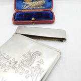 Victorian Aesthetic Movement Sterling Silver Card Case Squirrel & Bird 1882