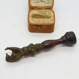 Victorian Bronze & Wooden Outstretched Hand Pipe Tamper Antique c1860