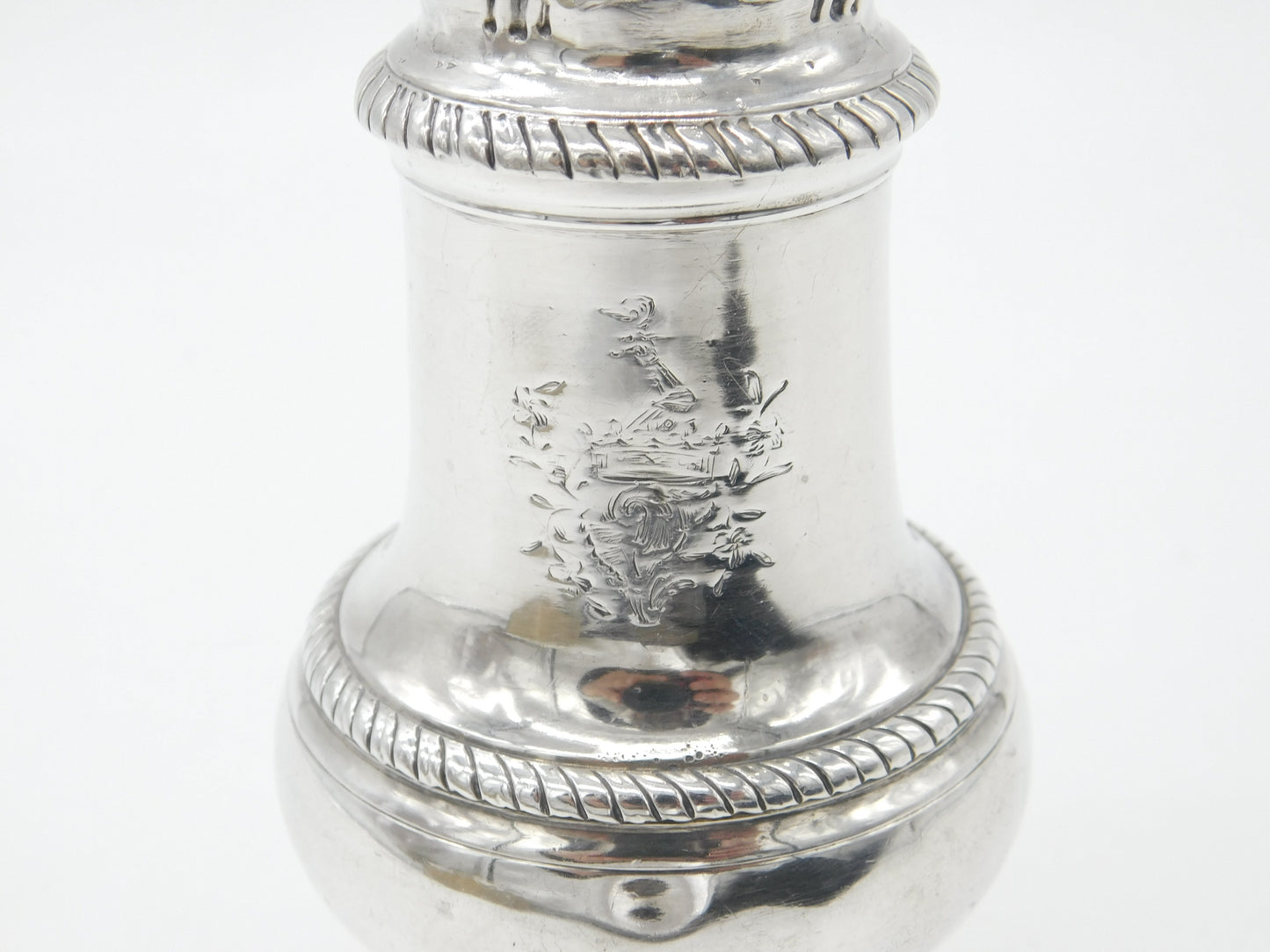 George II Sterling Silver Large Crested Muffineer Sugar Caster 1759 London