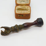 Victorian Bronze & Wooden Outstretched Hand Pipe Tamper Antique c1860