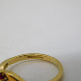 9ct Yellow Gold, Ruby & Diamond Crossover Ring Vintage c1990 Birmingham